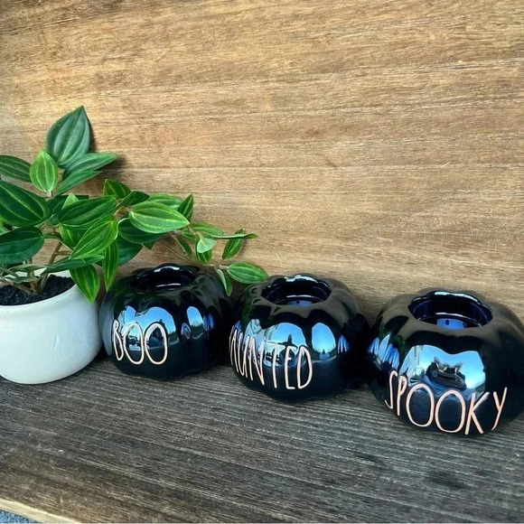 NEW Set of (3) Rae Dunn BOO/SPOOKY/HAUNTED Holders WITH the battery candles! - Picture 13 of 16